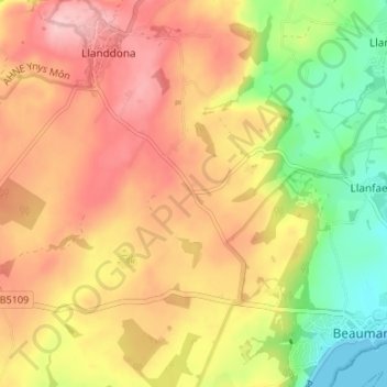 Sling topographic map, elevation, terrain