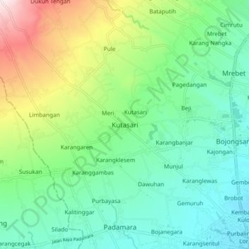 Kutasari topographic map, elevation, terrain