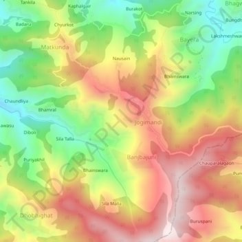 Mangraun topographic map, elevation, terrain