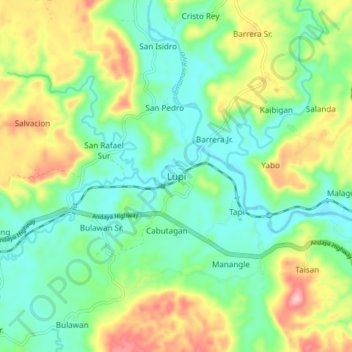 Lupi topographic map, elevation, terrain