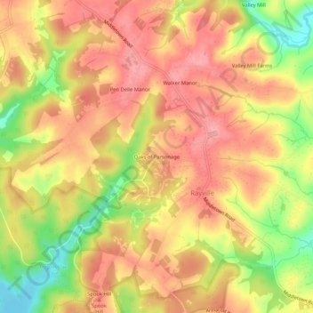 Oaks of Parsonage topographic map, elevation, terrain