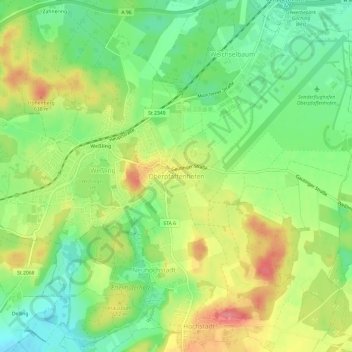 Oberpfaffenhofen topographic map, elevation, terrain
