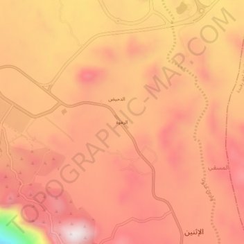 Ar Rahwah topographic map, elevation, terrain