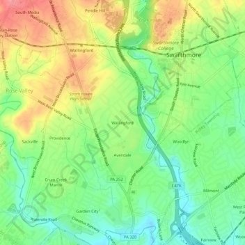 Wallingford topographic map, elevation, terrain