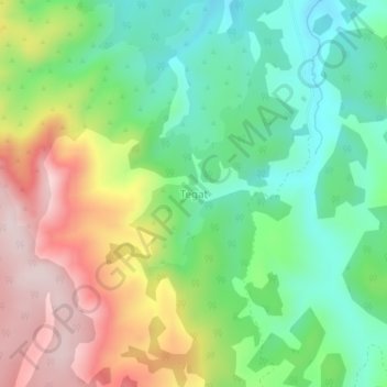 Tegat topographic map, elevation, terrain