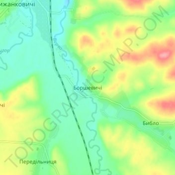 Borshevychi topographic map, elevation, terrain