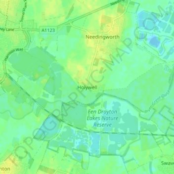 Holywell topographic map, elevation, terrain