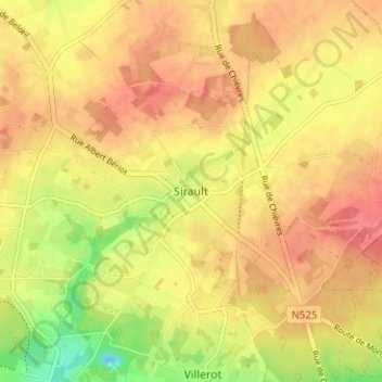 Sirault topographic map, elevation, terrain