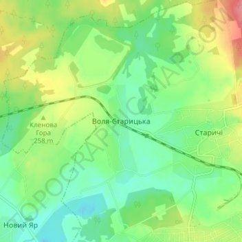 Volia-Starytska topographic map, elevation, terrain