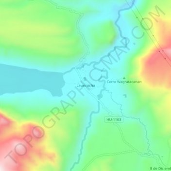 Lauricocha topographic map, elevation, terrain