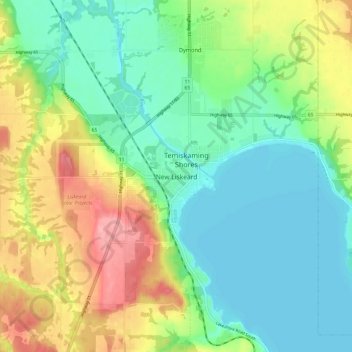 New Liskeard topographic map, elevation, terrain