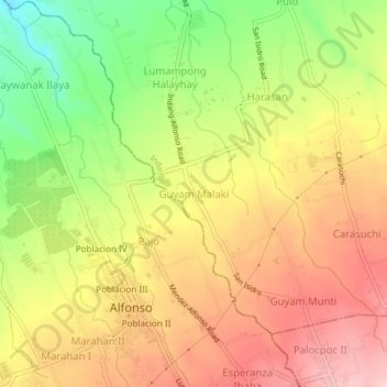 Guyam Malaki topographic map, elevation, terrain
