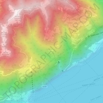 Corniga topographic map, elevation, terrain