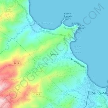 Épineux topographic map, elevation, terrain