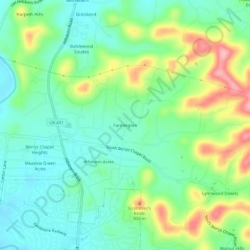 Farmington topographic map, elevation, terrain