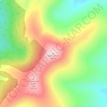 Mullaghcarn topographic map, elevation, terrain