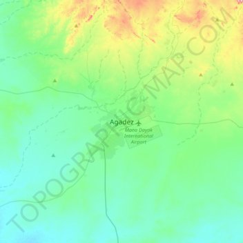 Agadez topographic map, elevation, terrain