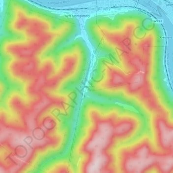 Donwood topographic map, elevation, terrain