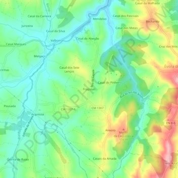 Fragosas topographic map, elevation, terrain