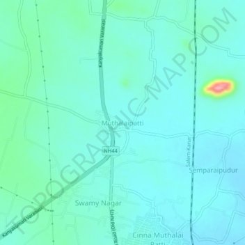 Muthalaipatti topographic map, elevation, terrain