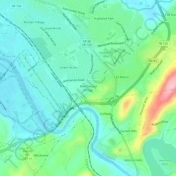 Beechwood Village topographic map, elevation, terrain