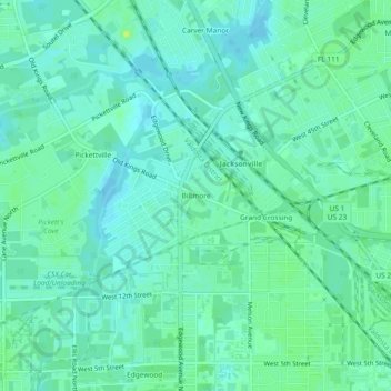 Biltmore topographic map, elevation, terrain