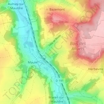 Pain Perdu topographic map, elevation, terrain