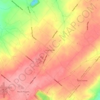 Loux Corner topographic map, elevation, terrain