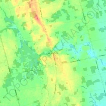 Waterford topographic map, elevation, terrain