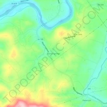 Barren Springs topographic map, elevation, terrain
