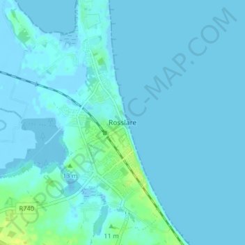 Rosslare topographic map, elevation, terrain