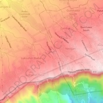 Sikat topographic map, elevation, terrain