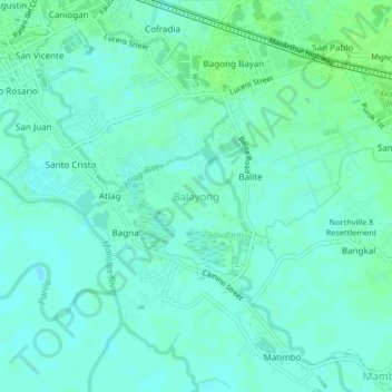 Balayong topographic map, elevation, terrain