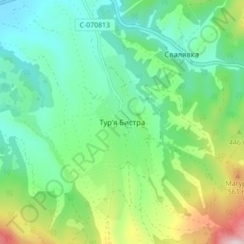 Turia Bystra topographic map, elevation, terrain