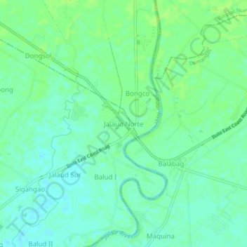 Jalaud Norte topographic map, elevation, terrain