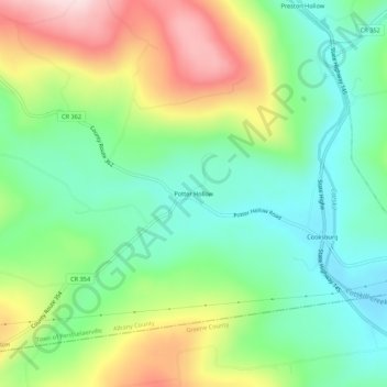 Potter Hollow topographic map, elevation, terrain