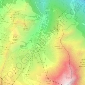 Arc 2000 topographic map, elevation, terrain