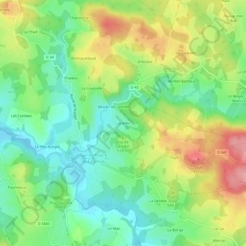 Lardiller topographic map, elevation, terrain