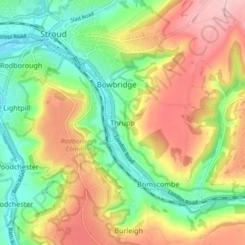 Thrupp topographic map, elevation, terrain
