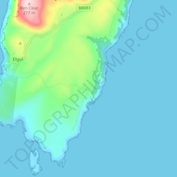 Glasnakille topographic map, elevation, terrain