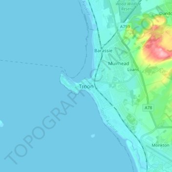 Troon topographic map, elevation, terrain
