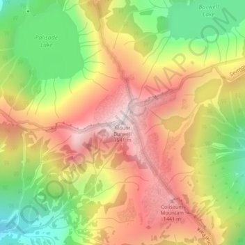Mount Burwell topographic map, elevation, terrain