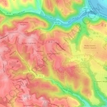Spahns Addition topographic map, elevation, terrain