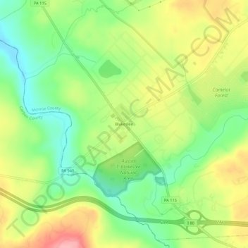Blakeslee topographic map, elevation, terrain