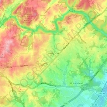 Perry Hall topographic map, elevation, terrain