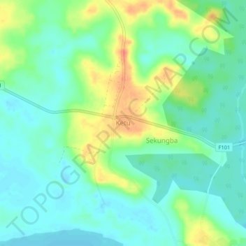 Ketu topographic map, elevation, terrain