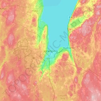 Jönköping topographic map, elevation, terrain