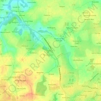 Kergoat topographic map, elevation, terrain