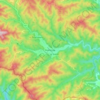 Zlatograd topographic map, elevation, terrain