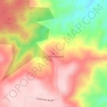 Misty Mountain topographic map, elevation, terrain